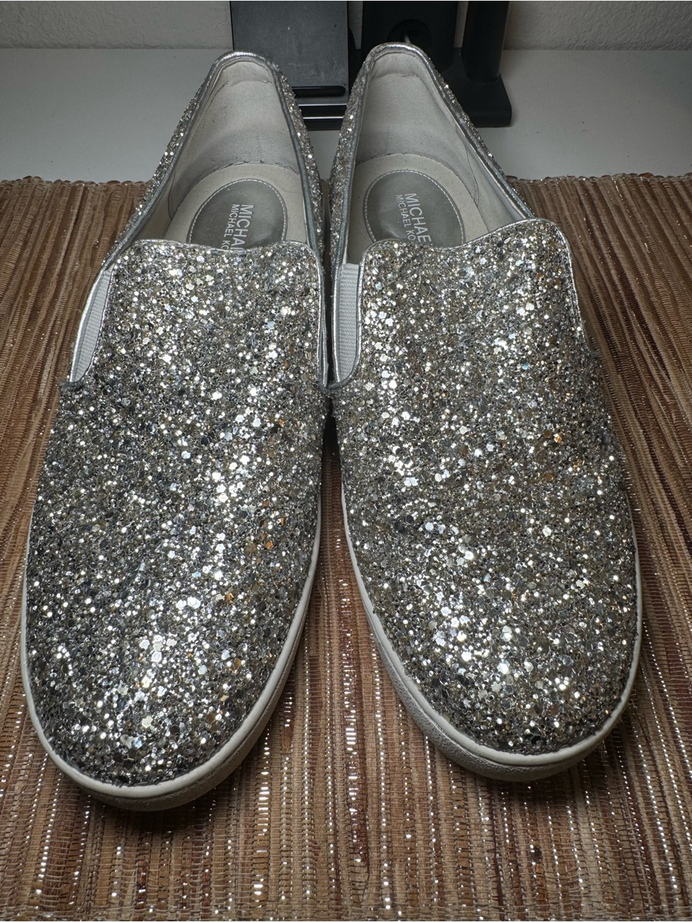 Michael Kors Silver Glitter Slip-On Sneakers - Sparkling Casual